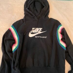 Nike women’s Black Hoodie with Colorful Stripes